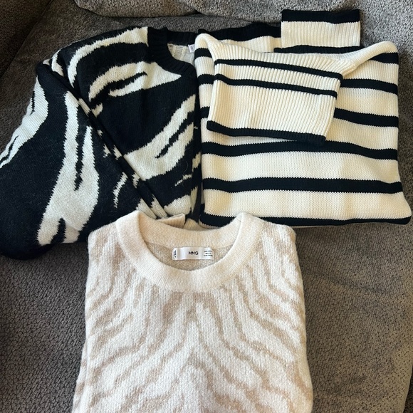 Mango zebra neutral white sweater - Picture 6 of 6